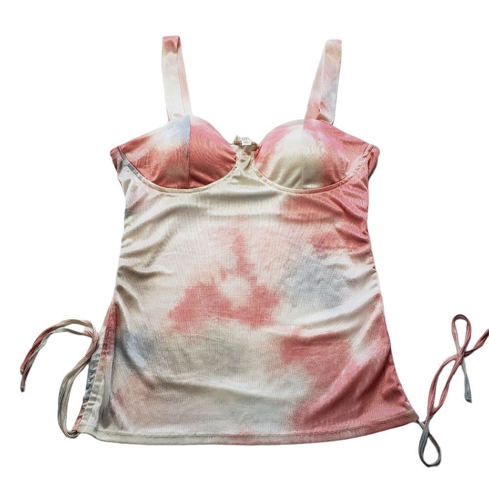 Meraki Tie Dye Bust Padded Drawstring Sides Sleeveless Top Size XLarge